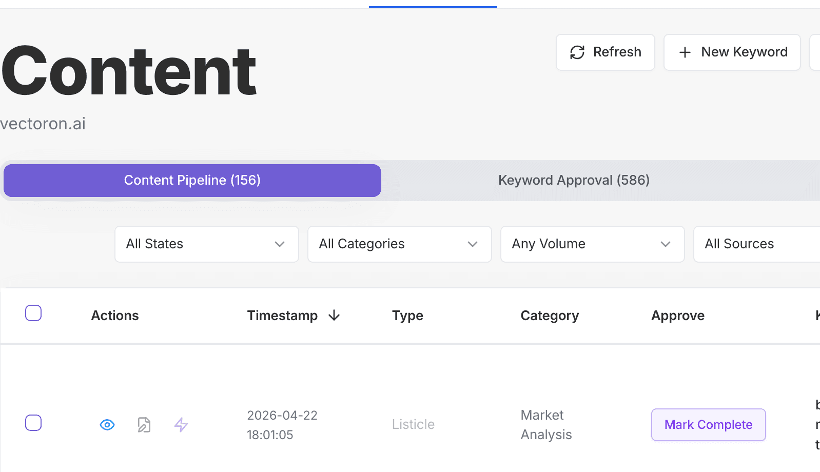 Content library showing approved work moving toward production