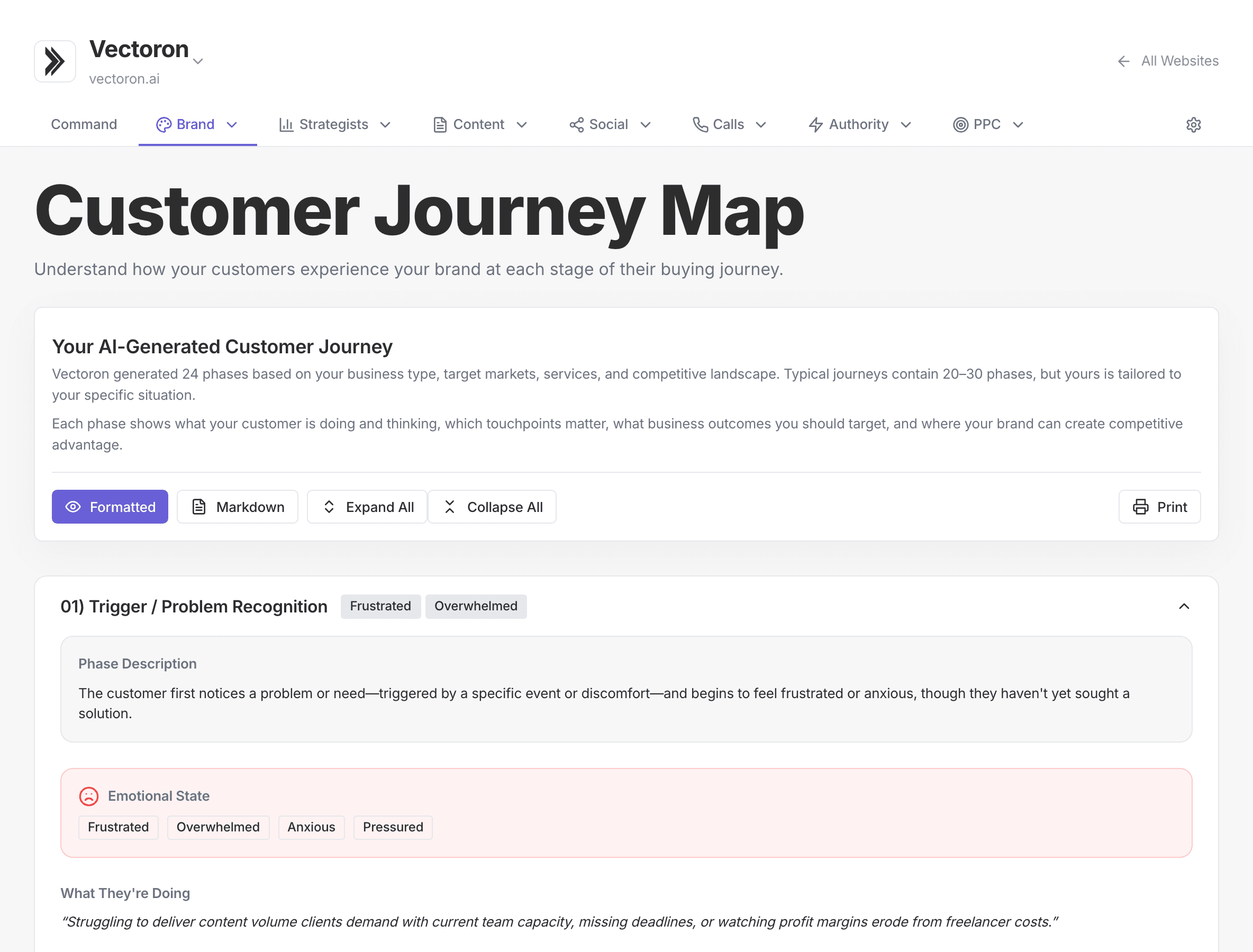 Customer journey strategy document that agencies can use to explain client positioning and buyer context