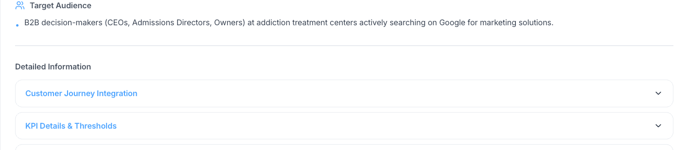 Channel Strategy detailed information accordions