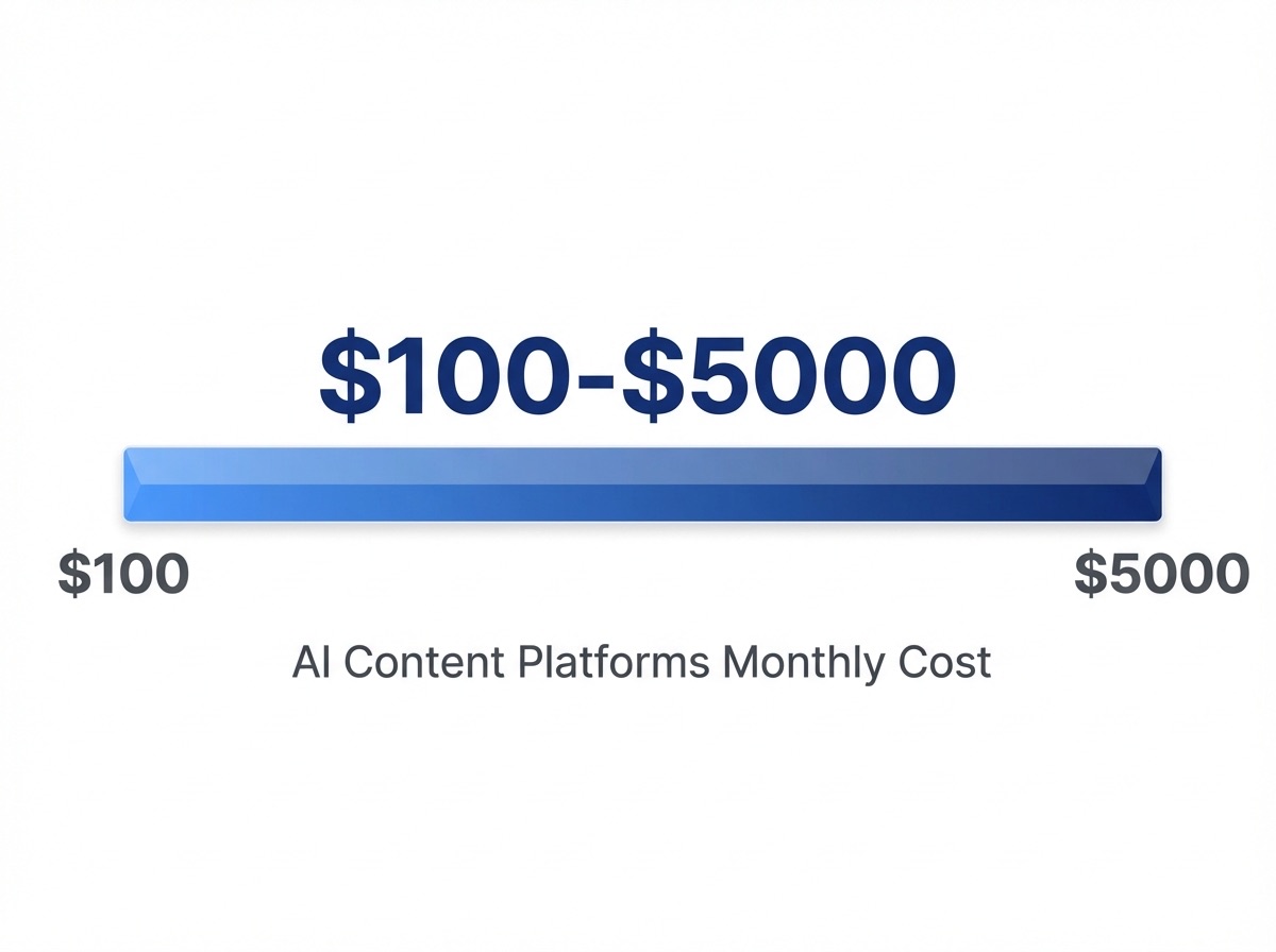 Infographic showing Monthly Cost of AI Content Platforms: $100-$5000