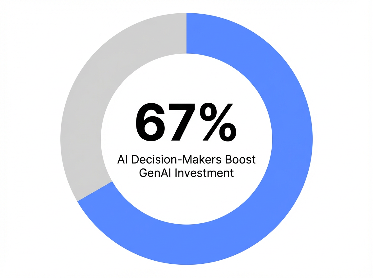Infographic showing AI Decision-Makers Planning to Increase GenAI Investment: 67%