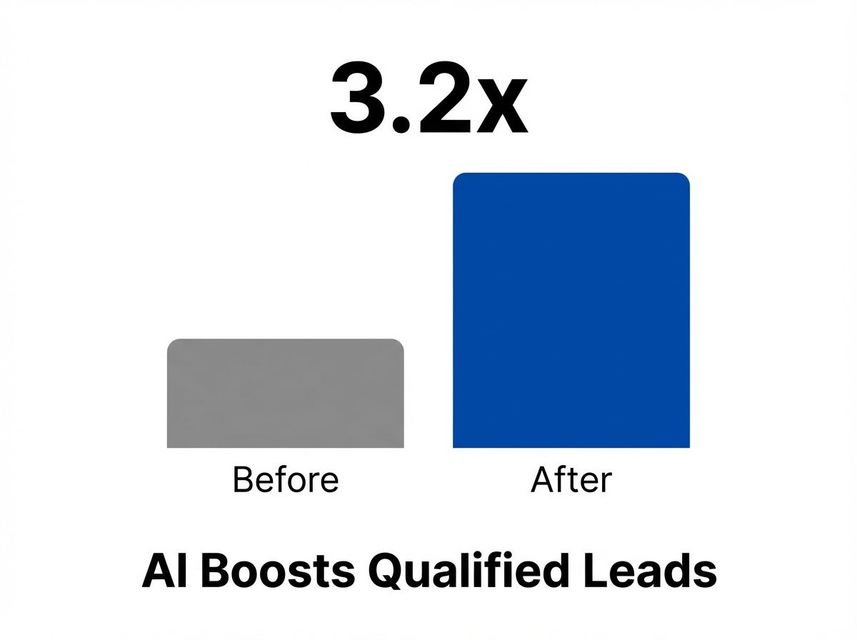 Infographic showing Increase in Qualified Leads with AI: 3.2x