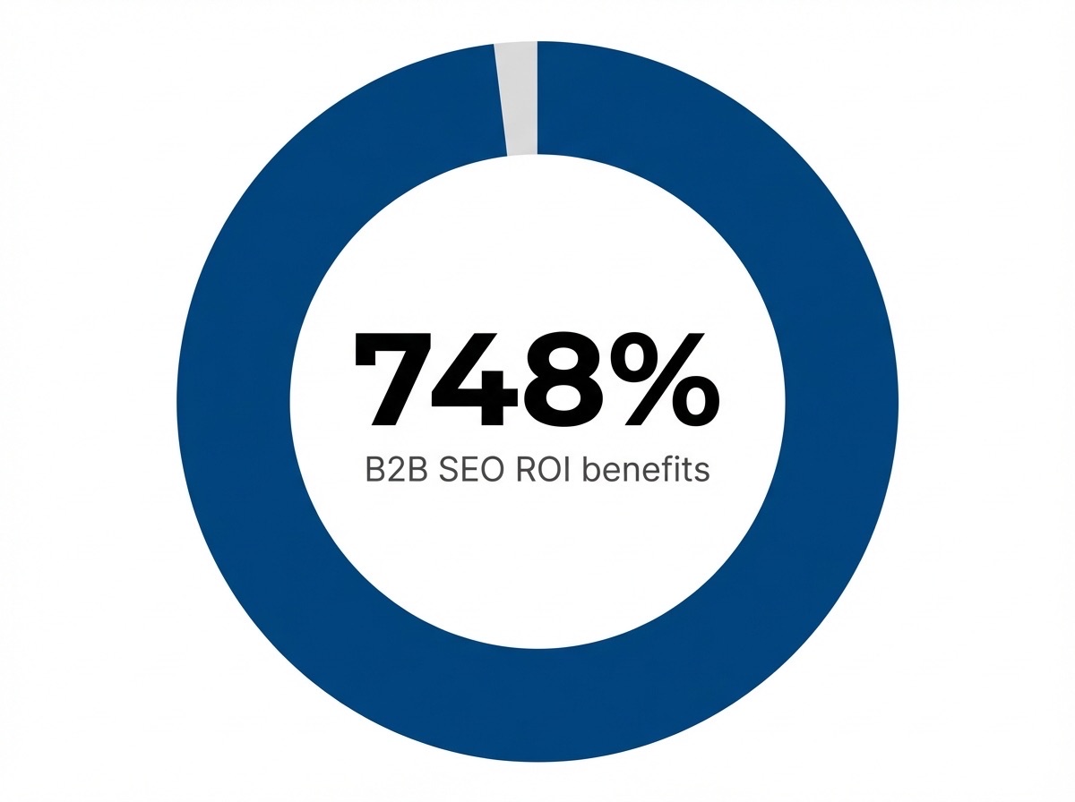 Infographic showing ROI of SEO for B2B companies: 748%
