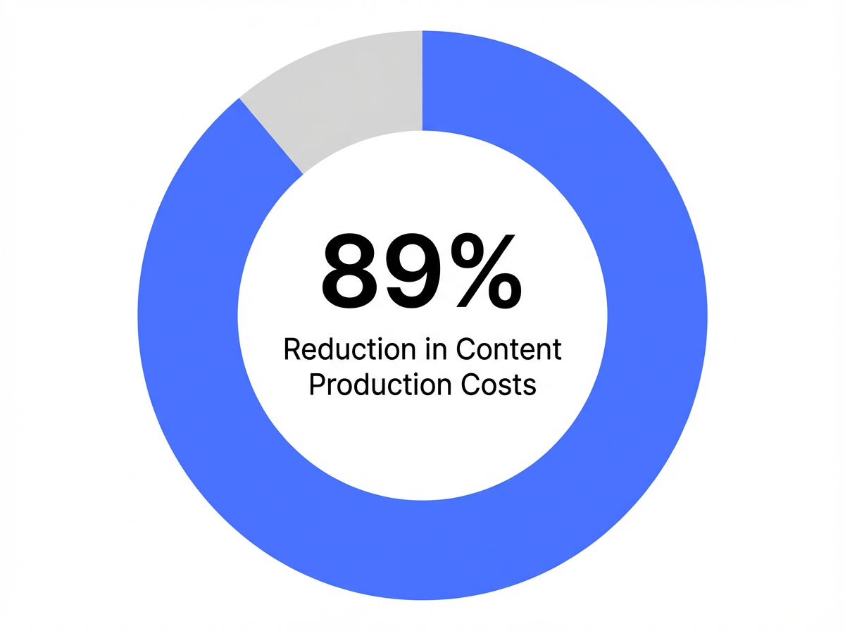 Infographic showing Reduction in Content Production Costs: 89%