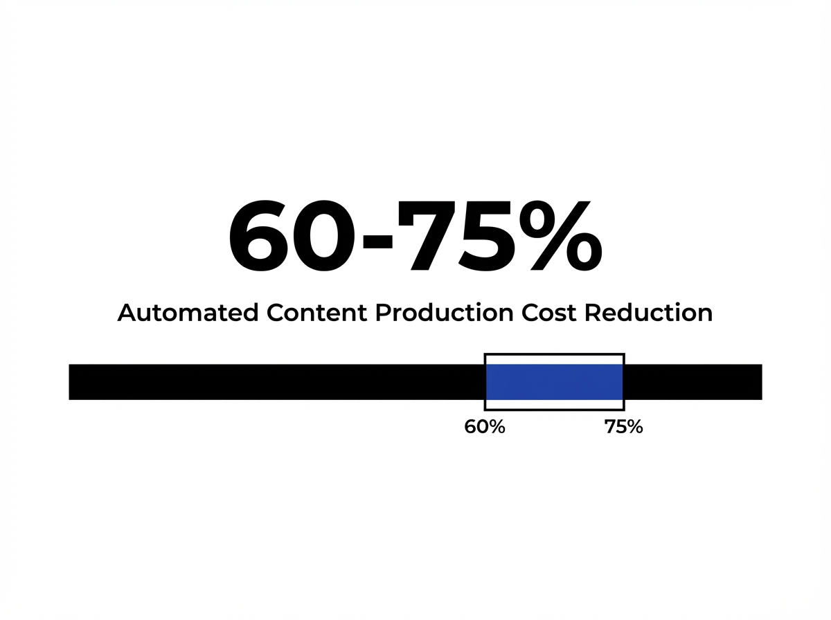 Infographic showing Content Production Cost Reduction with Automation: 60-75%