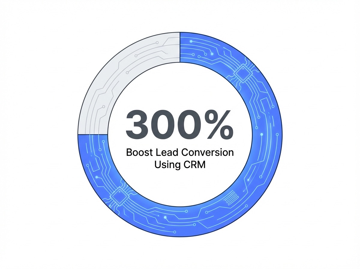 Infographic showing Increase in Lead Conversion with CRM: 300%