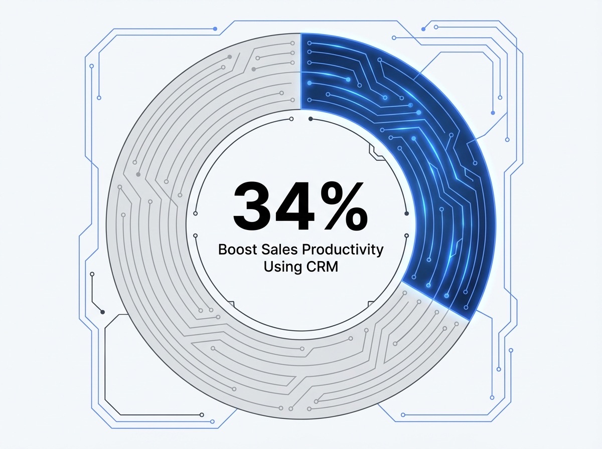 Infographic showing Increase in Sales Productivity with CRM: 34%
