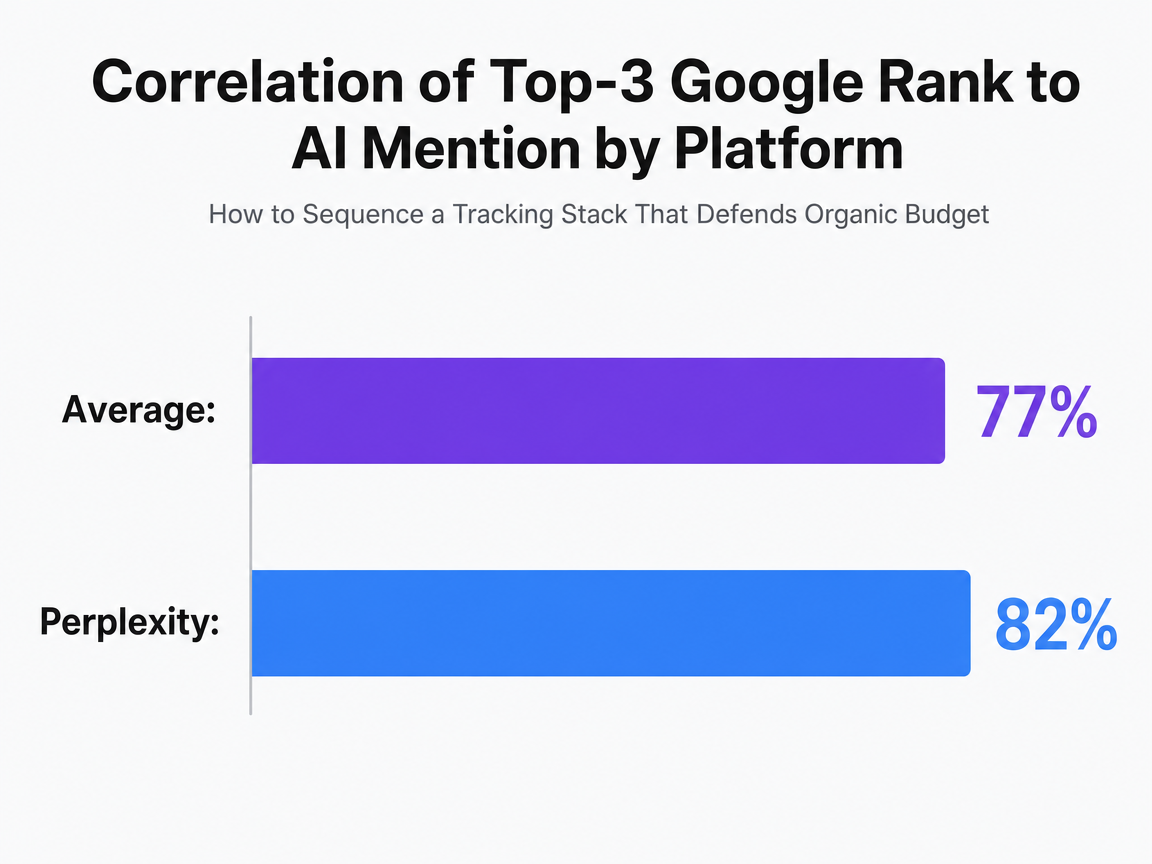Chart showing Correlation of Top-3 Google Rank to AI Mention by Platform