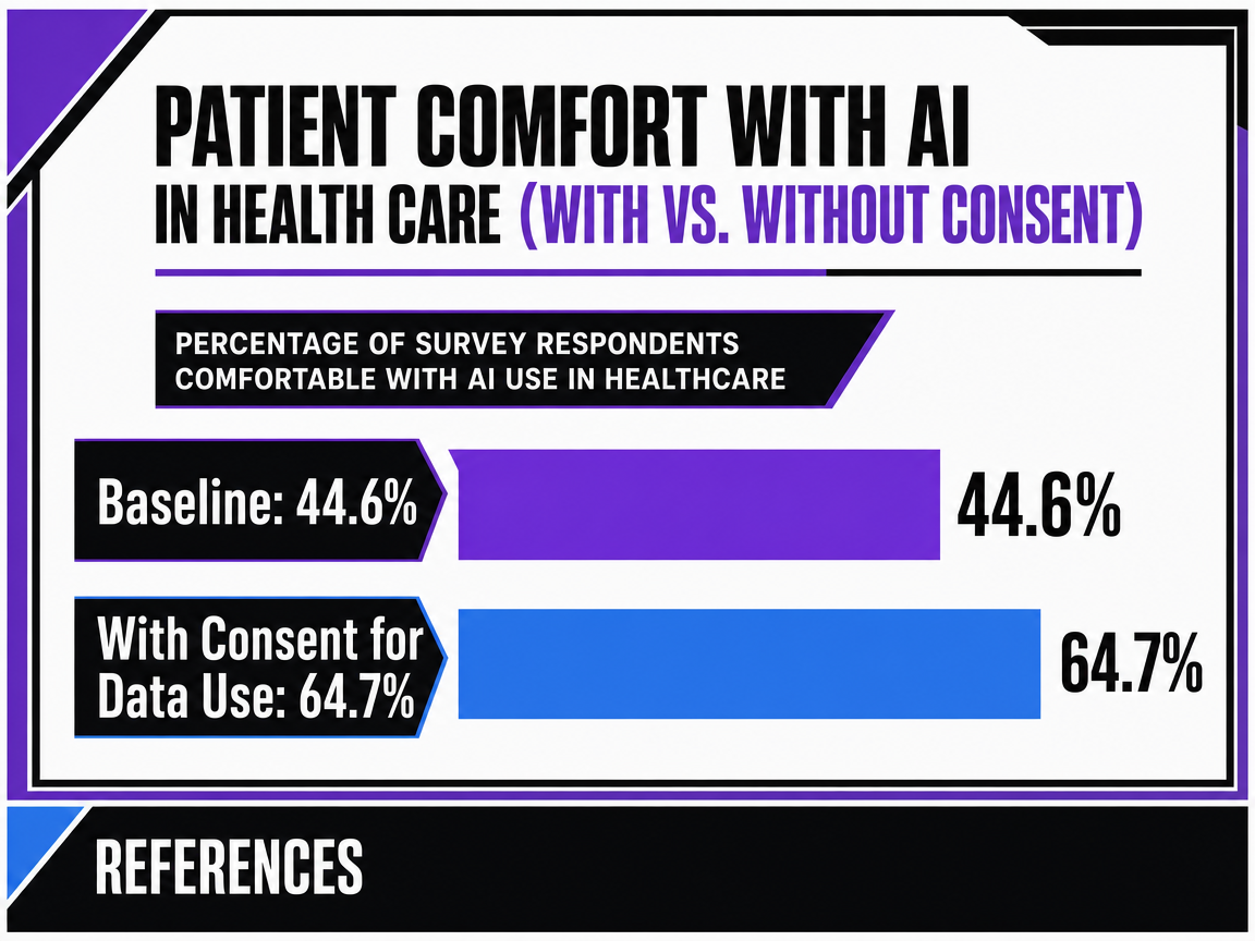 Chart showing Patient Comfort with AI in Health Care (With vs. Without Consent)