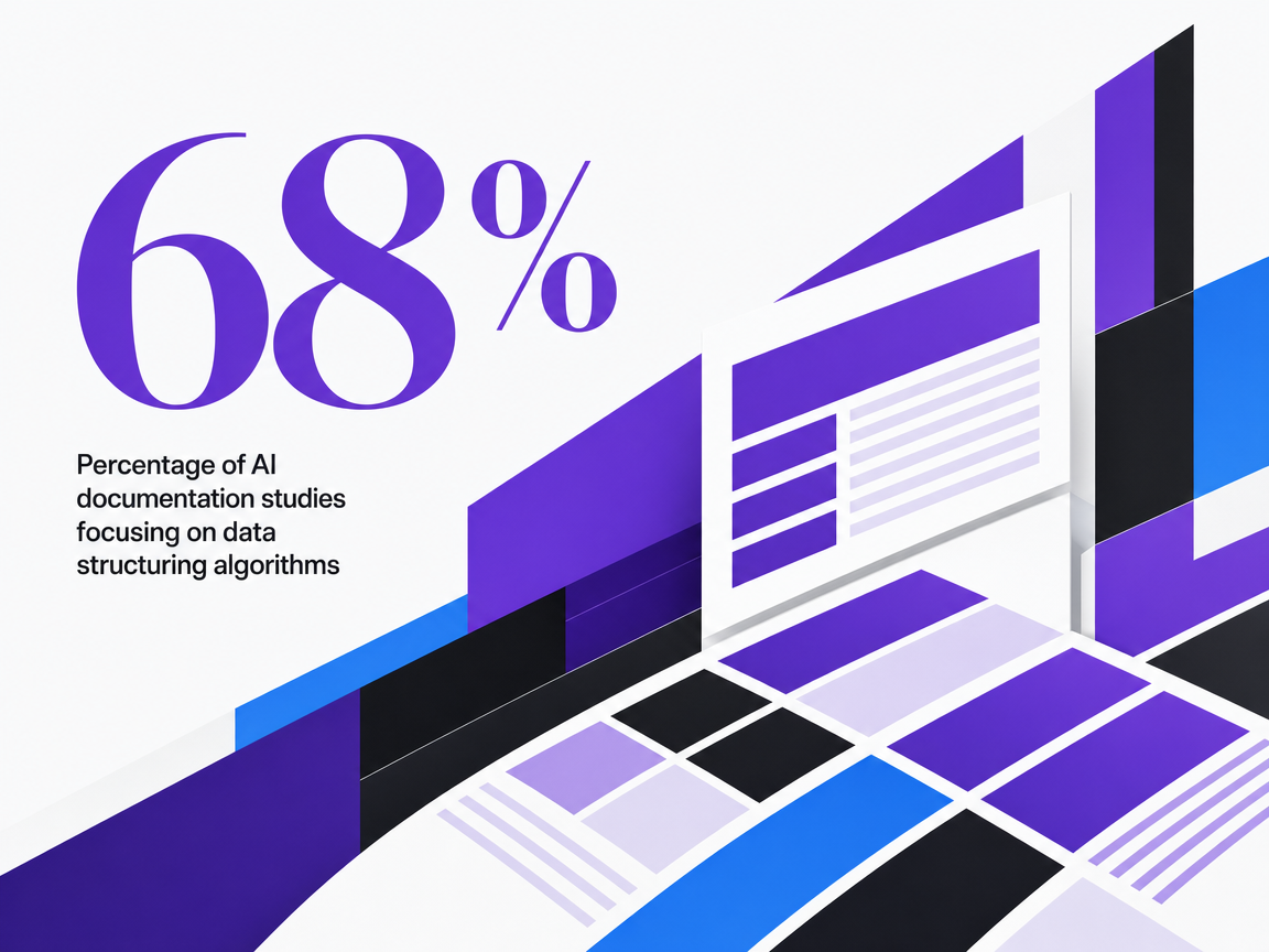 Infographic showing Percentage of AI documentation studies focusing on data structuring algorithms