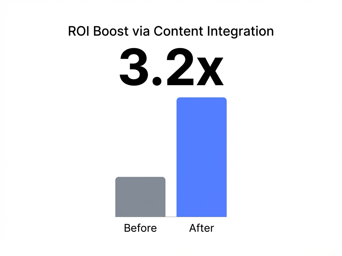 Infographic showing ROI Lift from Integrated Content Workflows: 3.2x