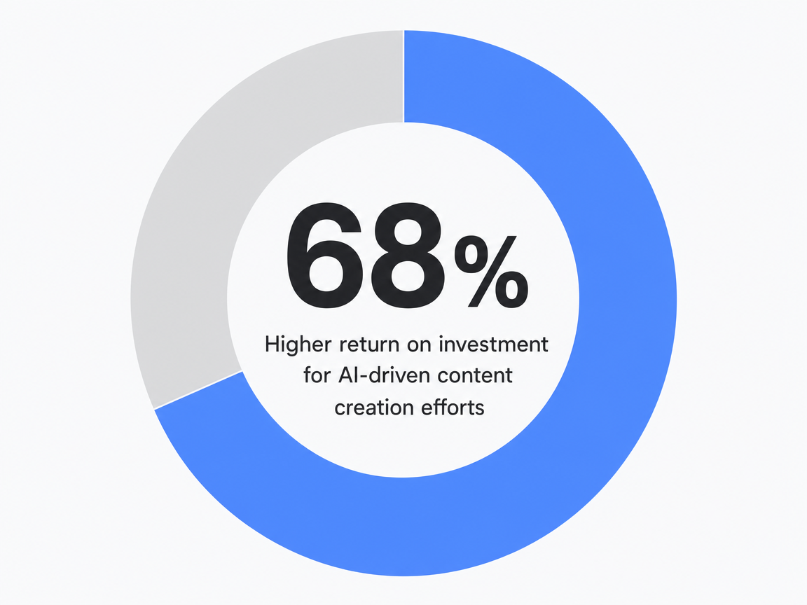 Infographic showing Higher return on investment for AI-driven content creation efforts: 68%