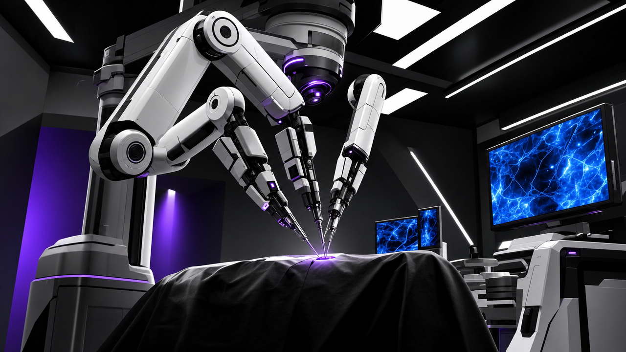 Illustration representing The rise of robotics and AI-assisted surgery in modern healthcare