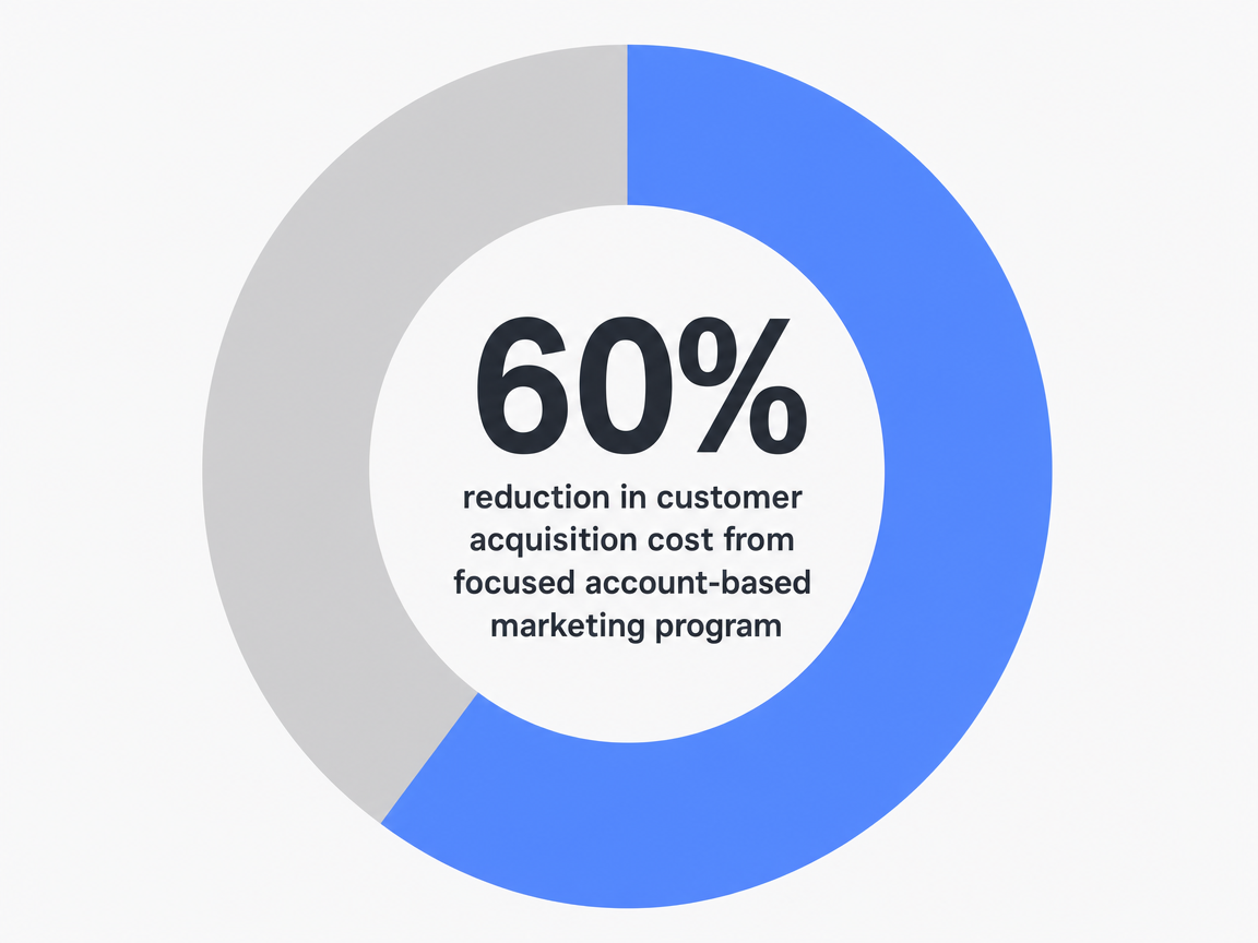 Infographic showing reduction in customer acquisition cost from focused account-based marketing program: 60%