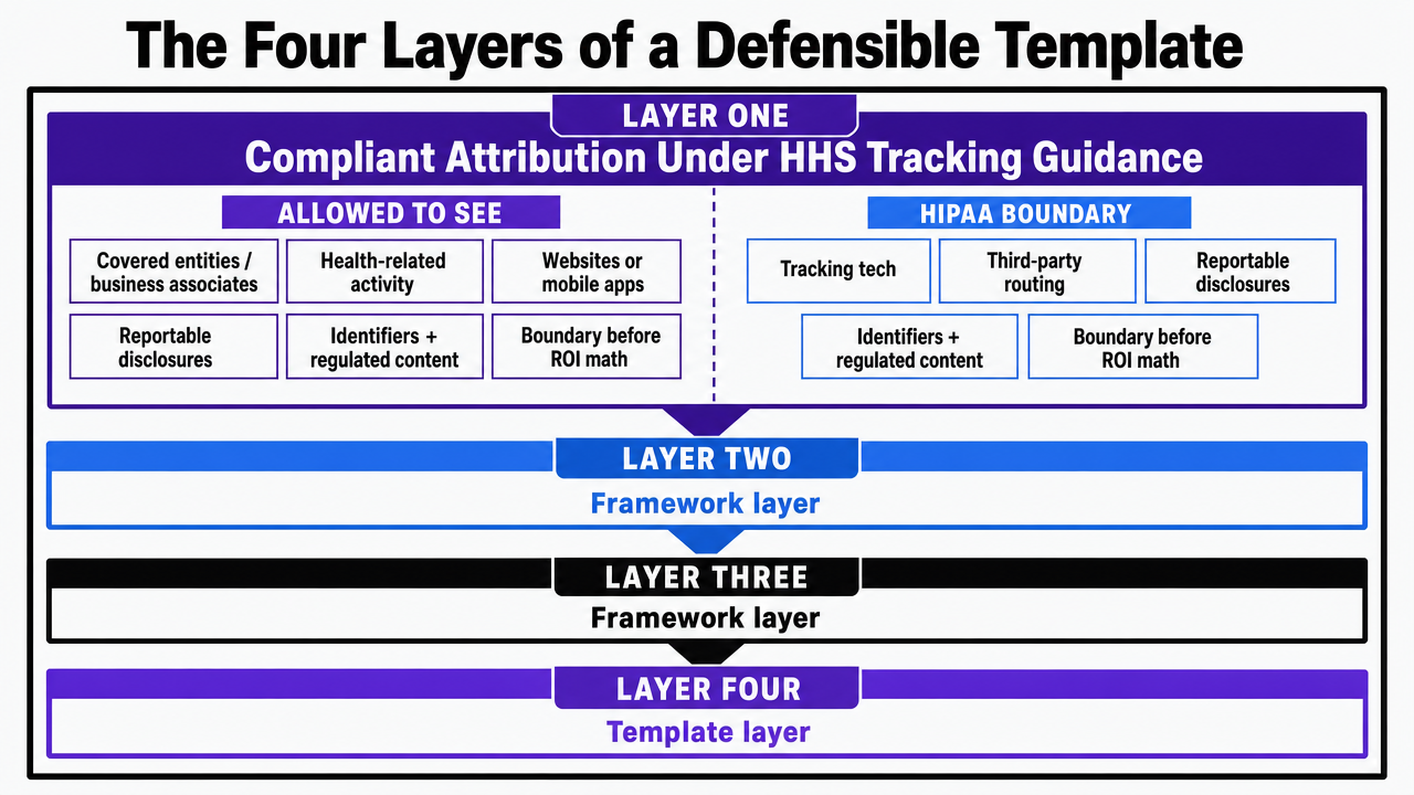 Visualize the four-layer operating framework that structures the entire article's central recommendation