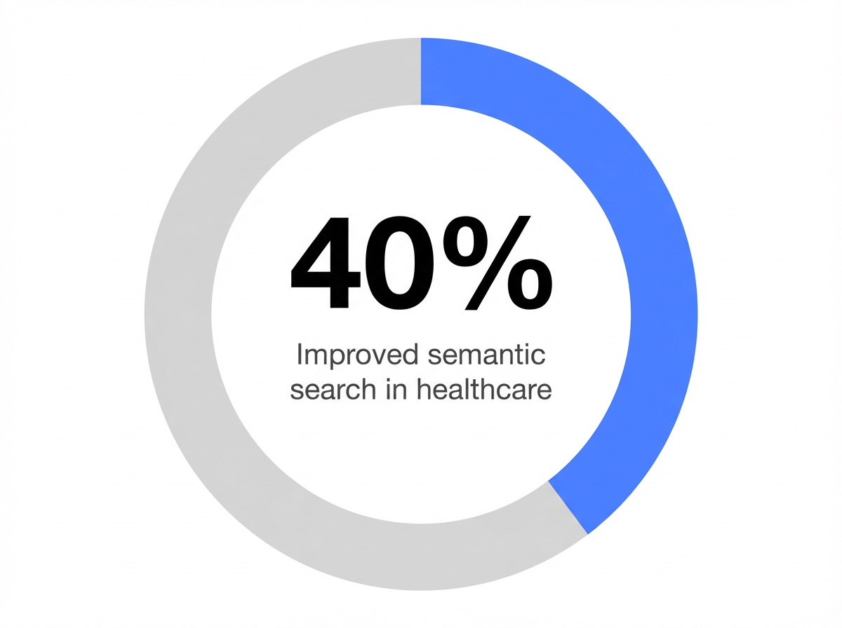 Infographic showing Increase in semantic search accuracy from structured healthcare content: 40%