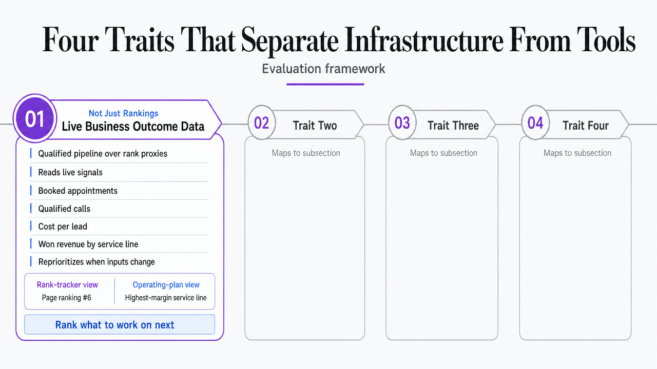 Process infographic summarizing the four evaluation traits introduced in this section, giving readers a scannable framework that maps directly to the subsections