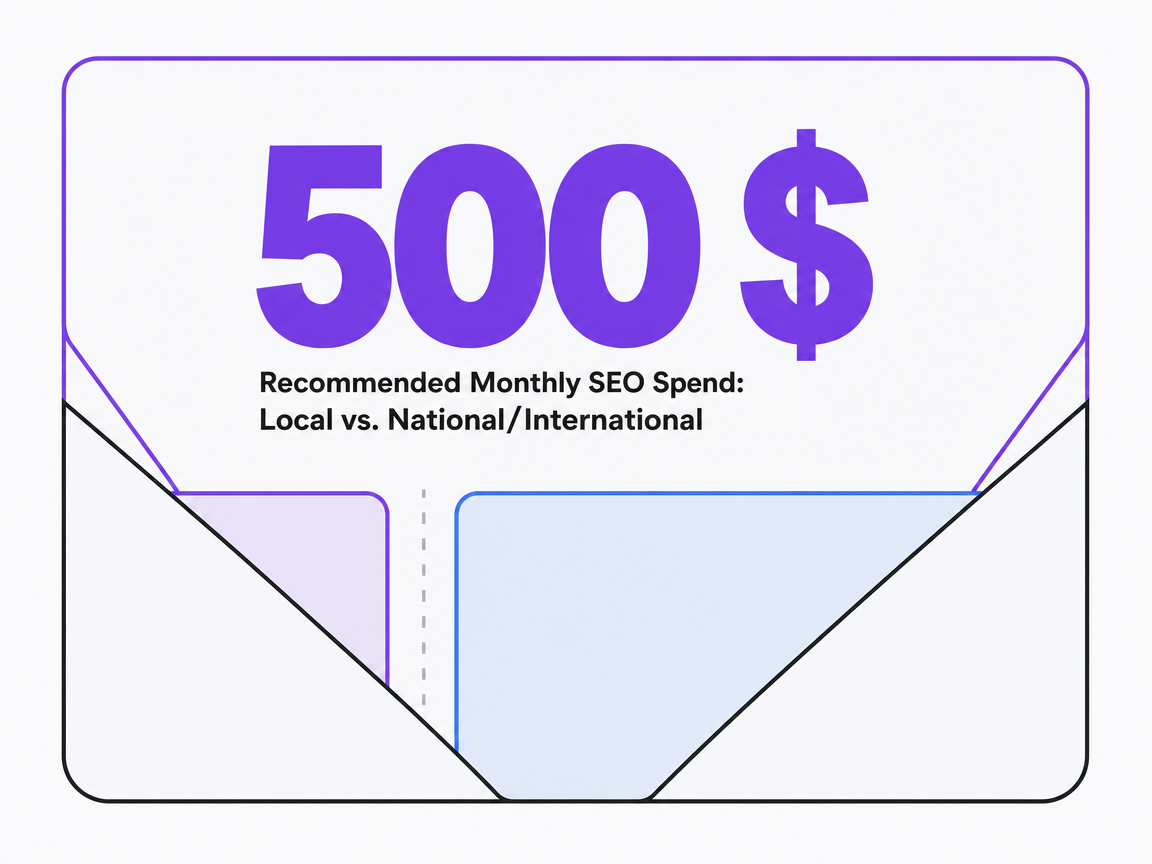 Infographic showing Recommended Monthly SEO Spend: Local vs. National/International