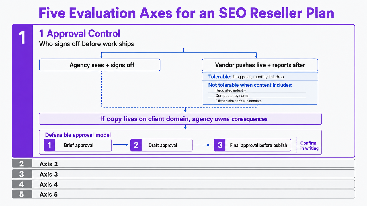 Visualize the five evaluation axes as a structured framework that readers can scan and reference