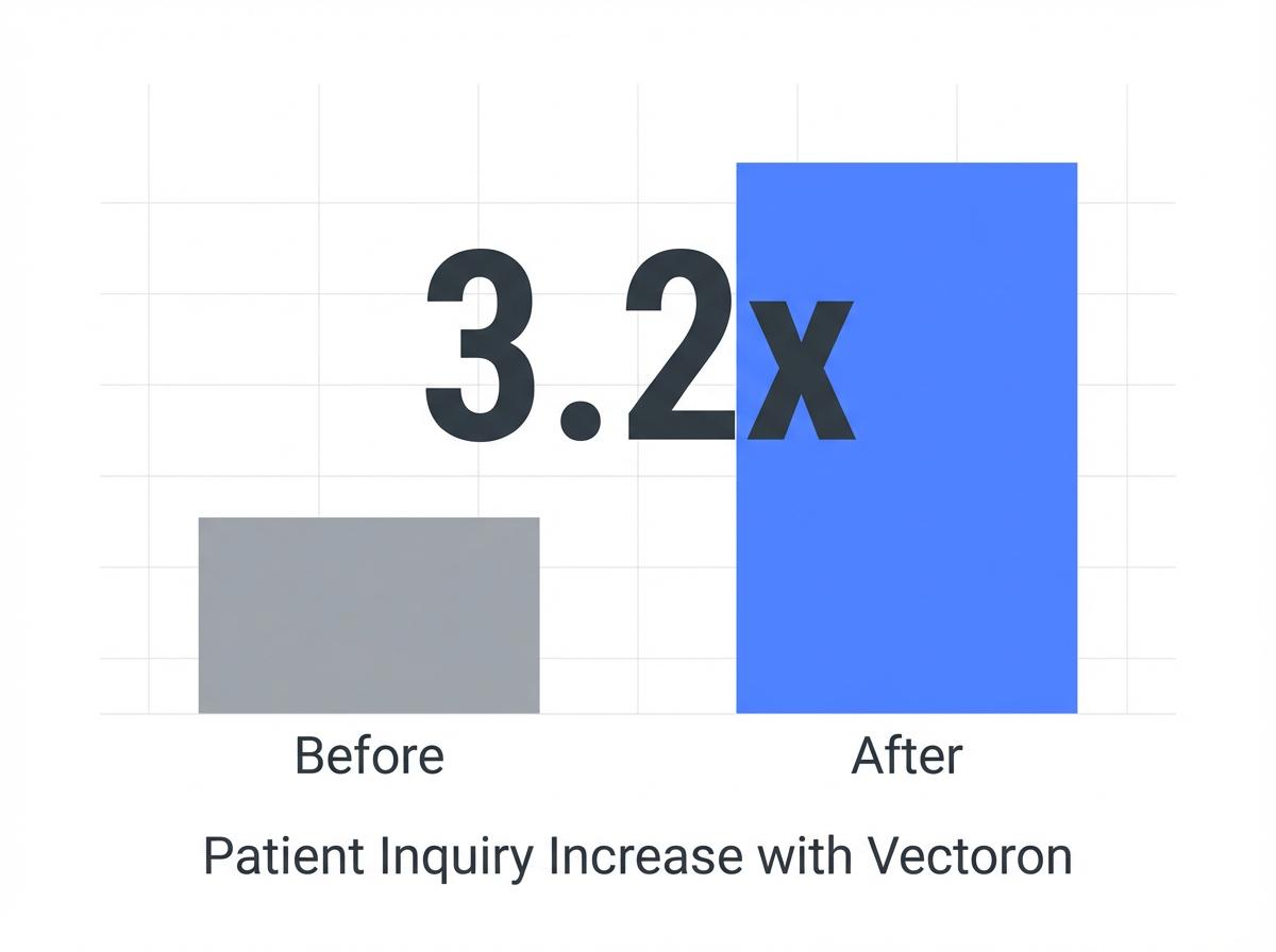 Infographic showing Patient Inquiry Increase with Vectoron: 3.2x