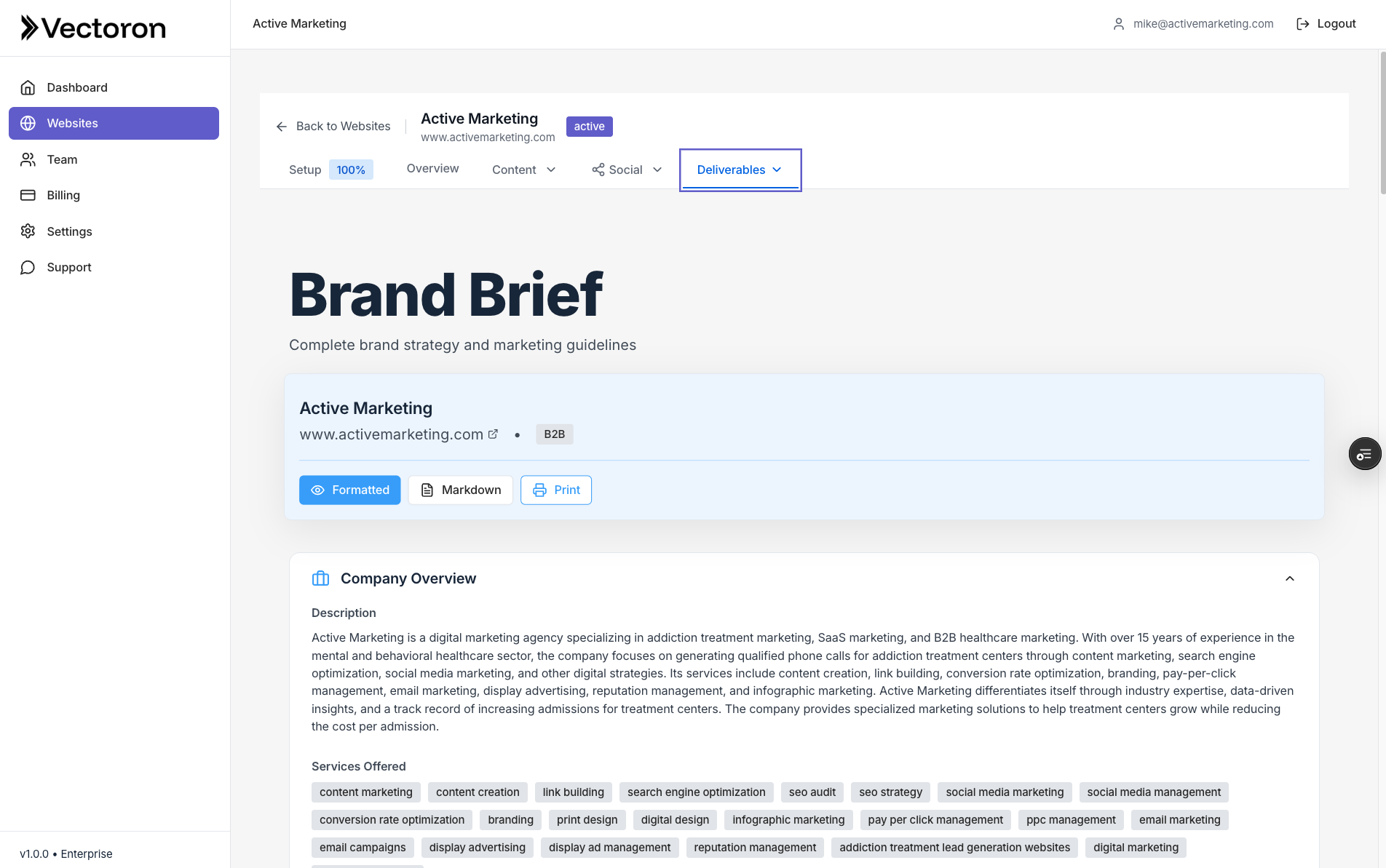 AI-generated brand brief